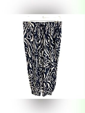 Creation Navy and White Abstract Print Jogger Pants Size Xl